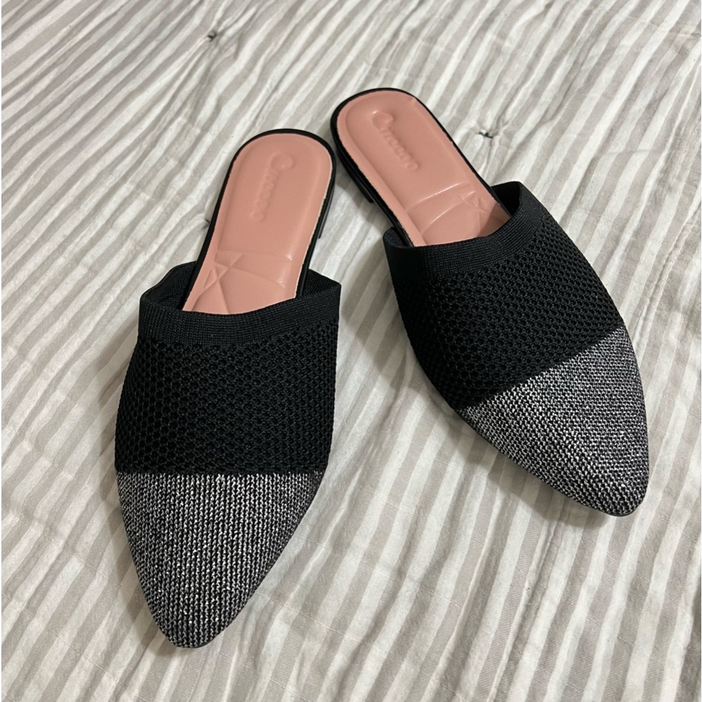 Women's Flat Mules Pointed Toe Backless Loafer Shoes